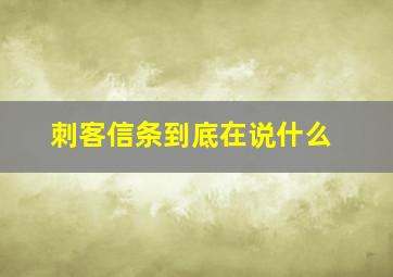 刺客信条到底在说什么