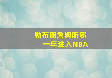 勒布朗詹姆斯哪一年进入NBA