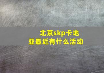 北京skp卡地亚最近有什么活动