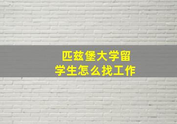 匹兹堡大学留学生怎么找工作