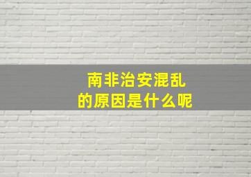 南非治安混乱的原因是什么呢