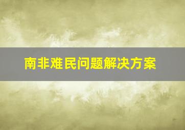 南非难民问题解决方案