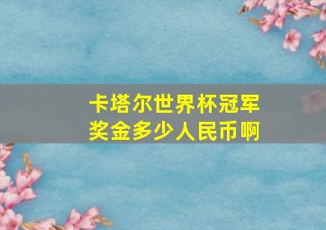 卡塔尔世界杯冠军奖金多少人民币啊