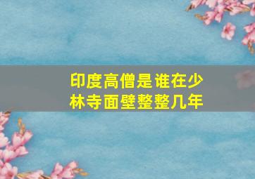 印度高僧是谁在少林寺面壁整整几年