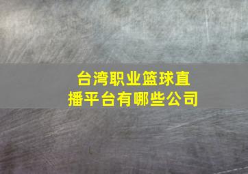 台湾职业篮球直播平台有哪些公司