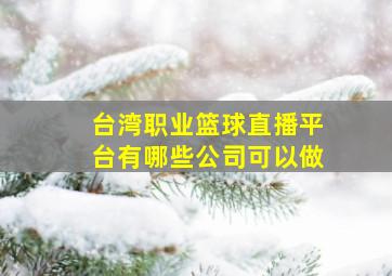 台湾职业篮球直播平台有哪些公司可以做