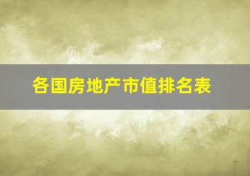 各国房地产市值排名表