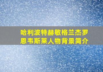 哈利波特赫敏格兰杰罗恩韦斯莱人物背景简介