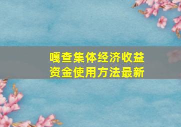 嘎查集体经济收益资金使用方法最新