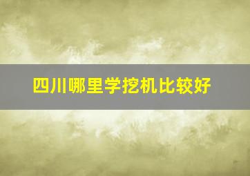 四川哪里学挖机比较好