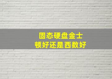 固态硬盘金士顿好还是西数好