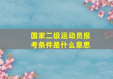 国家二级运动员报考条件是什么意思