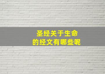 圣经关于生命的经文有哪些呢