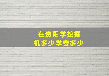 在贵阳学挖掘机多少学费多少