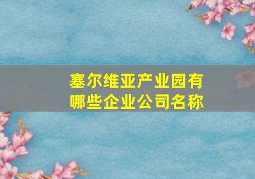 塞尔维亚产业园有哪些企业公司名称