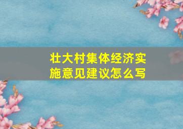 壮大村集体经济实施意见建议怎么写