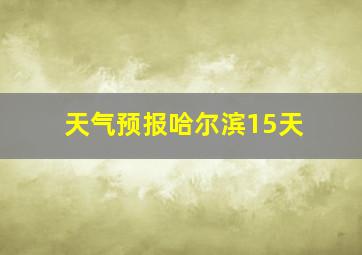 天气预报哈尔滨15天