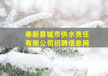 奉新县城市供水责任有限公司招聘信息网