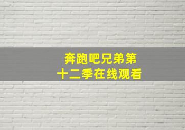 奔跑吧兄弟第十二季在线观看