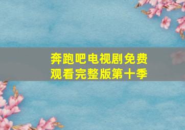 奔跑吧电视剧免费观看完整版第十季