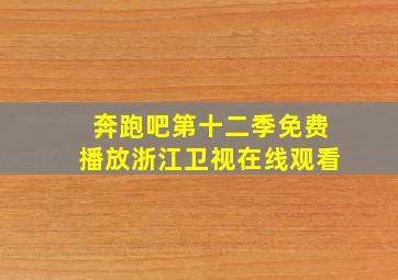 奔跑吧第十二季免费播放浙江卫视在线观看