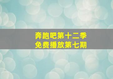 奔跑吧第十二季免费播放第七期