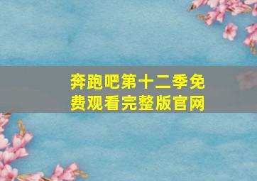 奔跑吧第十二季免费观看完整版官网