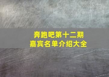 奔跑吧第十二期嘉宾名单介绍大全