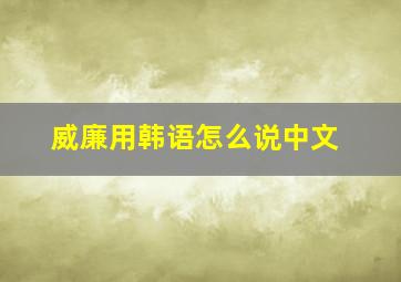 威廉用韩语怎么说中文