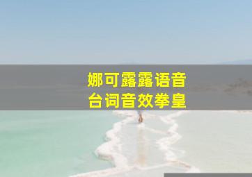 娜可露露语音台词音效拳皇