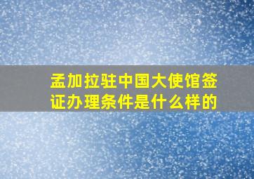 孟加拉驻中国大使馆签证办理条件是什么样的