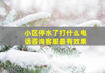 小区停水了打什么电话咨询客服最有效果