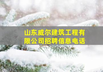 山东威尔建筑工程有限公司招聘信息电话