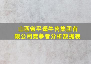 山西省平遥牛肉集团有限公司竞争者分析数据表