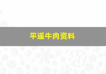 平遥牛肉资料