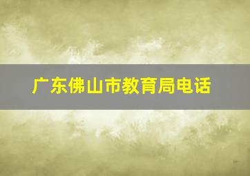 广东佛山市教育局电话