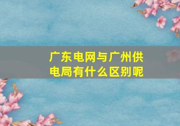 广东电网与广州供电局有什么区别呢