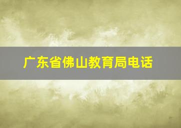 广东省佛山教育局电话