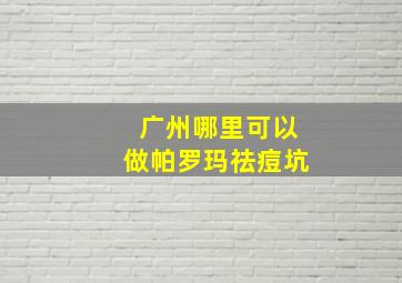 广州哪里可以做帕罗玛祛痘坑