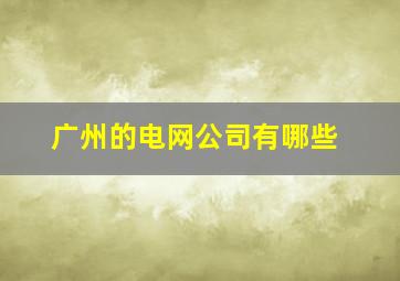 广州的电网公司有哪些