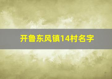 开鲁东风镇14村名字