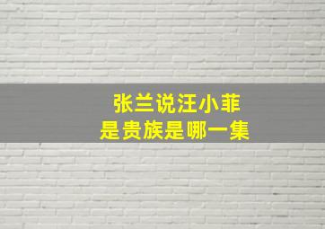 张兰说汪小菲是贵族是哪一集