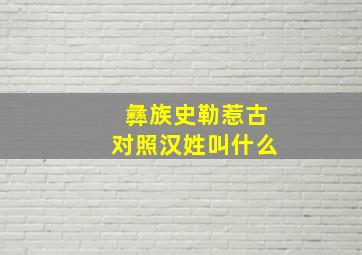 彝族史勒惹古对照汉姓叫什么