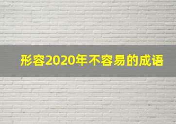 形容2020年不容易的成语