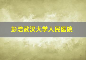 彭浩武汉大学人民医院