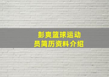 彭爽篮球运动员简历资料介绍