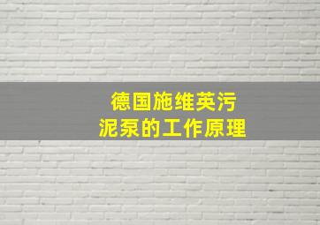 德国施维英污泥泵的工作原理