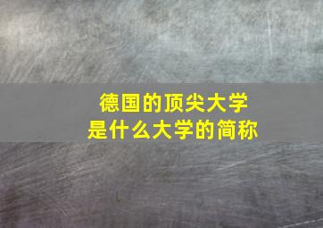 德国的顶尖大学是什么大学的简称