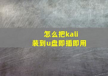 怎么把kali装到u盘即插即用