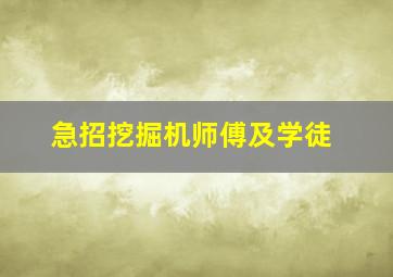 急招挖掘机师傅及学徒